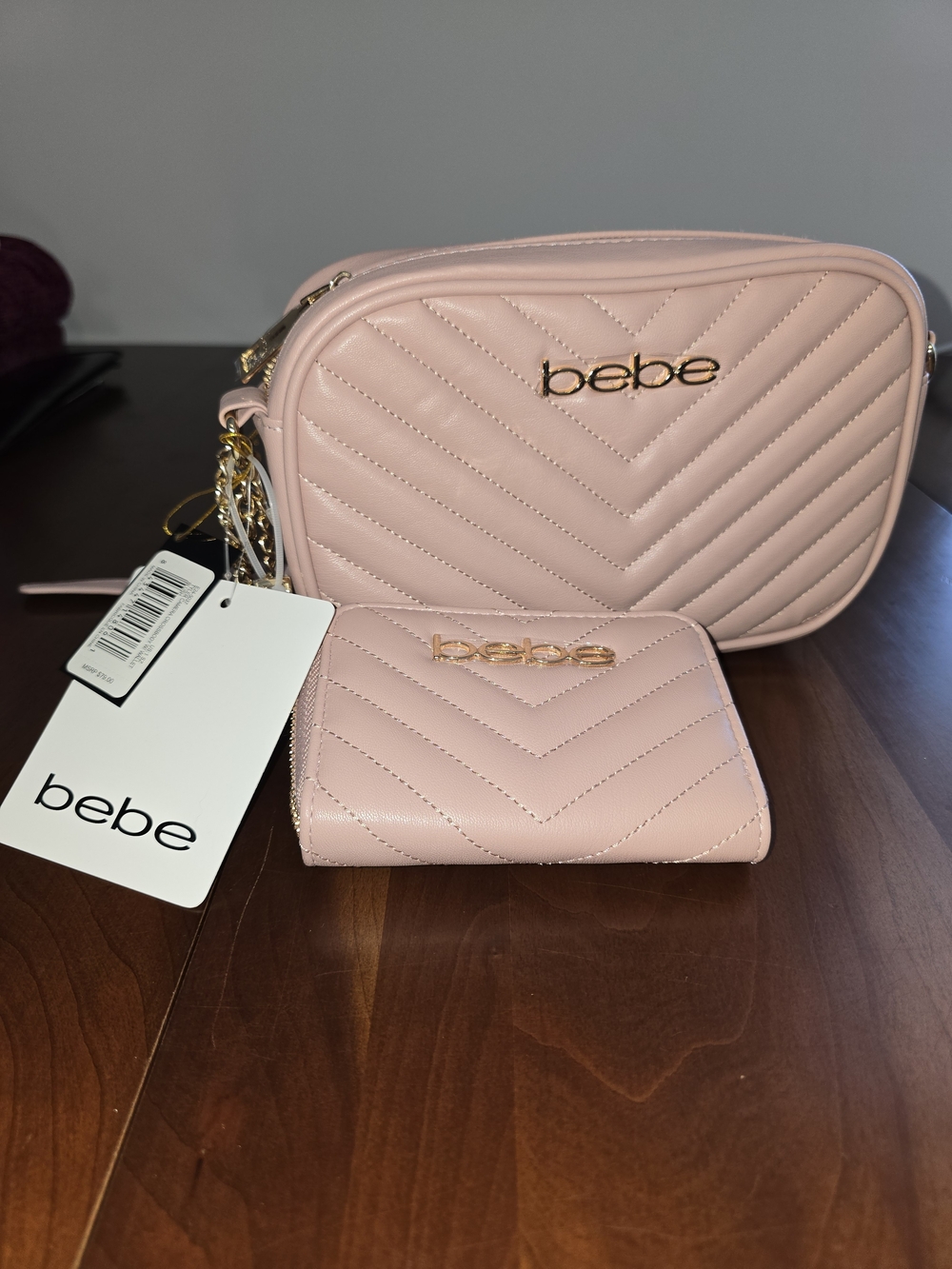 bebe Quilted Crossbody Bag and Wallet Set - Light Pink 💖, New with Tags!